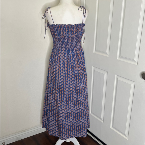 Doen Rhoda Organic Cotton Poplin Sundress Women's M Mazarine Sunrise Paisley - Picture 12 of 16